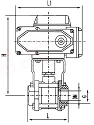 Q911電動內(nèi)螺紋球閥外形尺寸圖