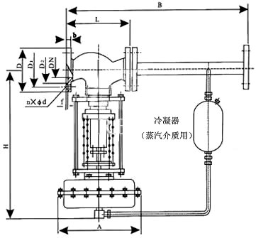 ZZYP-16B自力式壓力調(diào)節(jié)閥外形尺寸圖