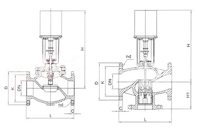 VB7000電動調(diào)節(jié)閥外形尺寸圖