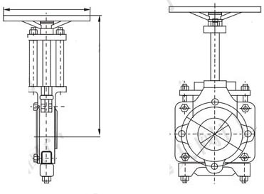 ZT9928手動漿料閘閥外形尺寸圖