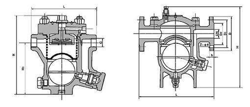 CS11H(A型)自由浮球式蒸汽疏水閥外形尺寸圖